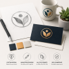 Logo Design Process Mockup youask- Logo design process: sketch, mug, business card, color swatches, and icons. -image